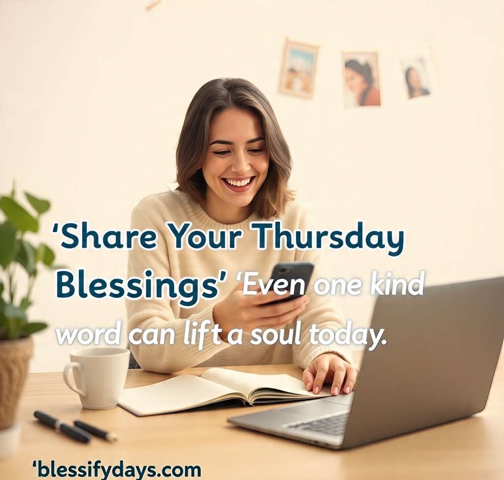 Image showing how to share Thursday blessings through text, journaling or social media