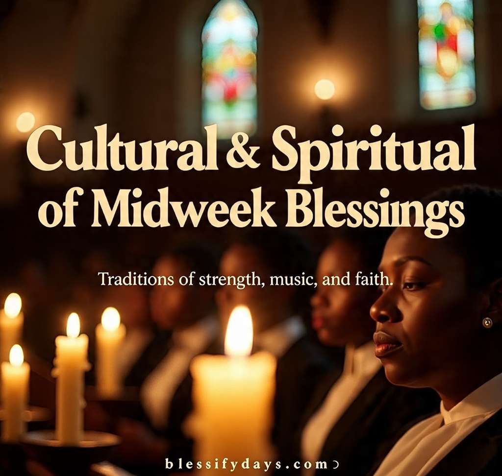 Soulful African American Wednesday Blessings image with church choir and text on spiritual traditions.
