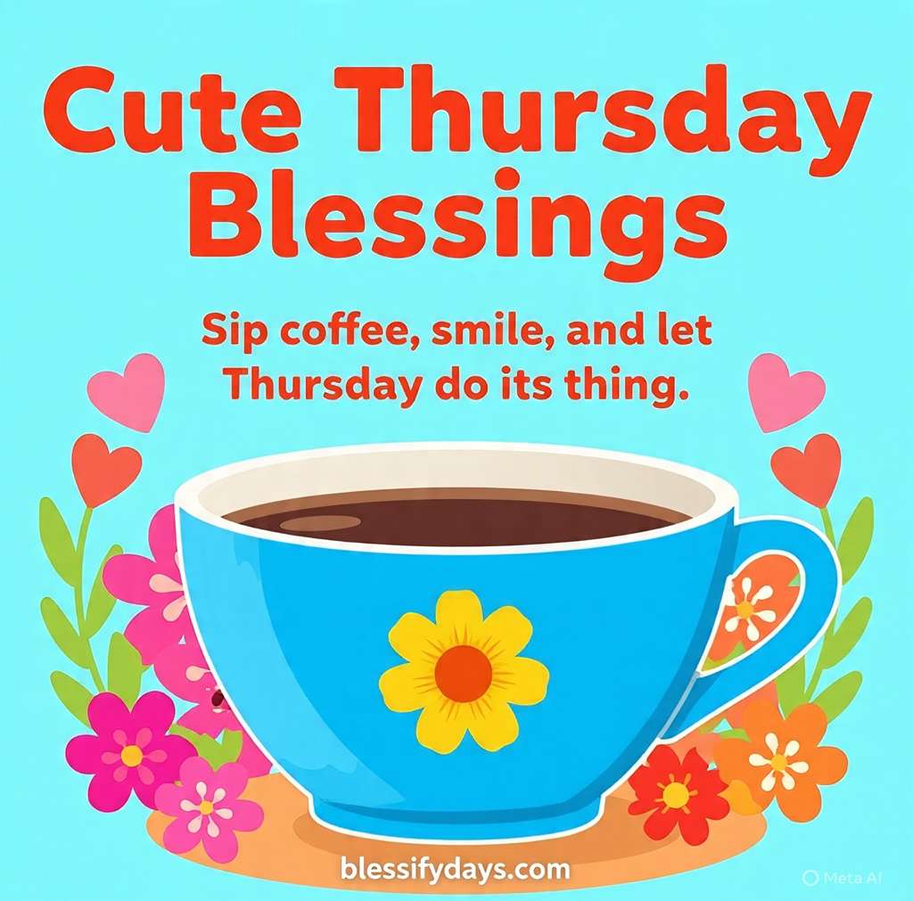 Cute and playful Thursday blessings image with a happy vibe and fun visuals