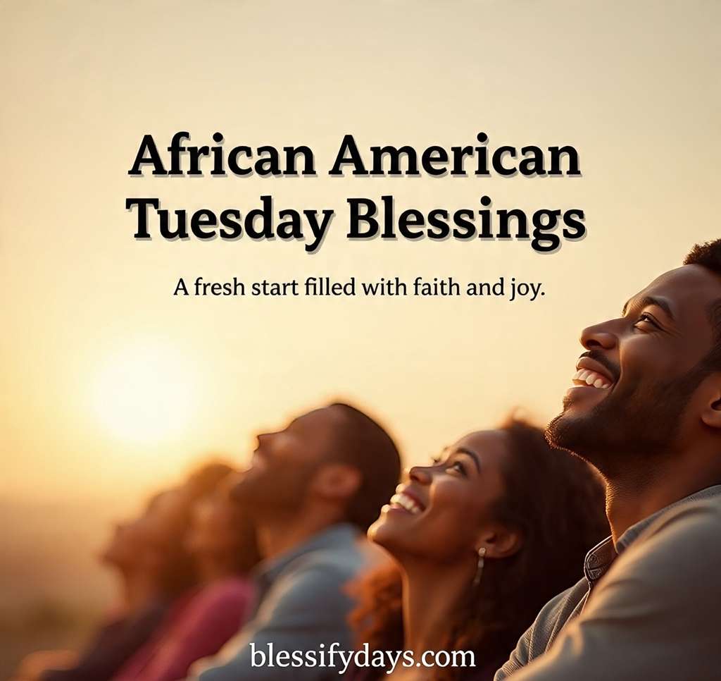 Smiling family sharing African American Tuesday prayers