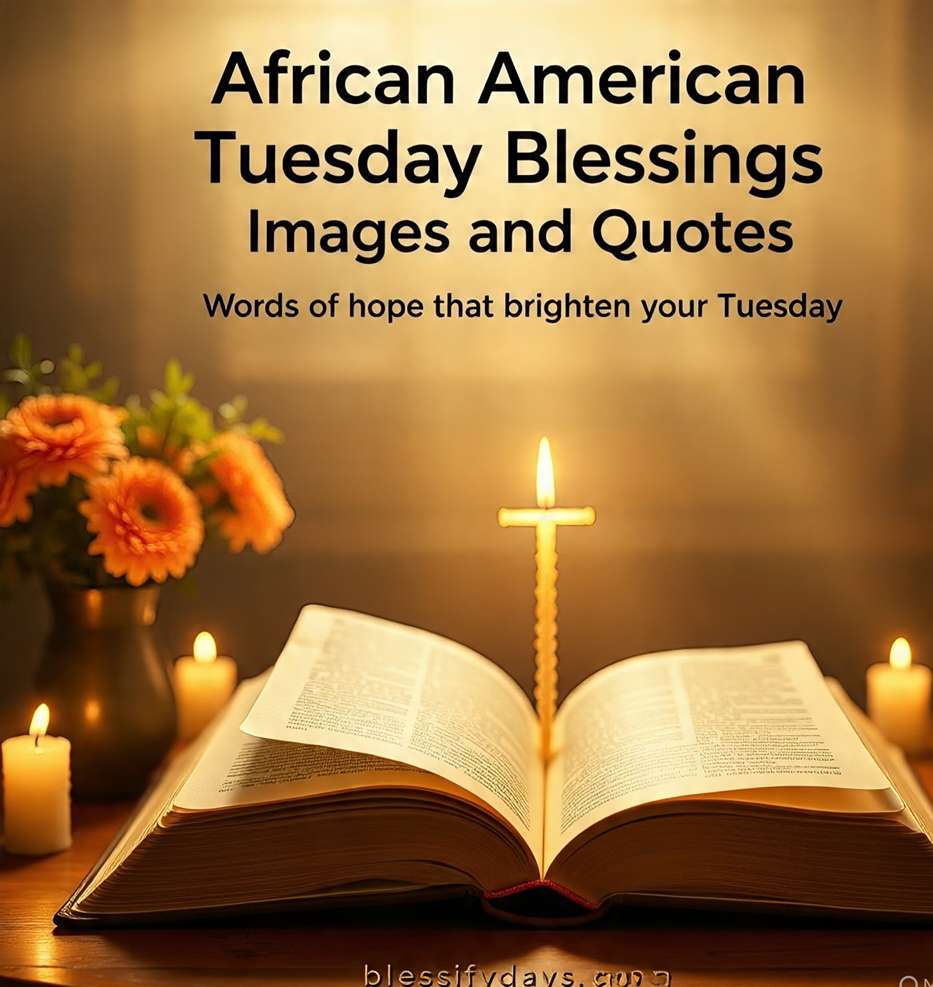 Image with Bible and light, highlighting African American Tuesday blessings and quotes.