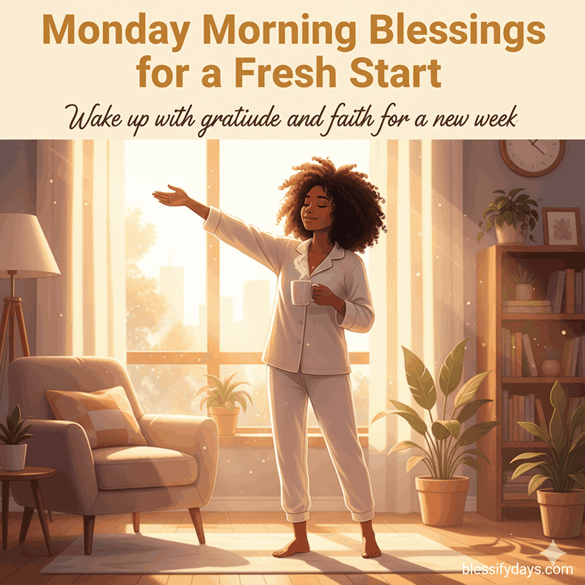 African American morning blessings for a fresh start illustration with sunlight and gratitude
