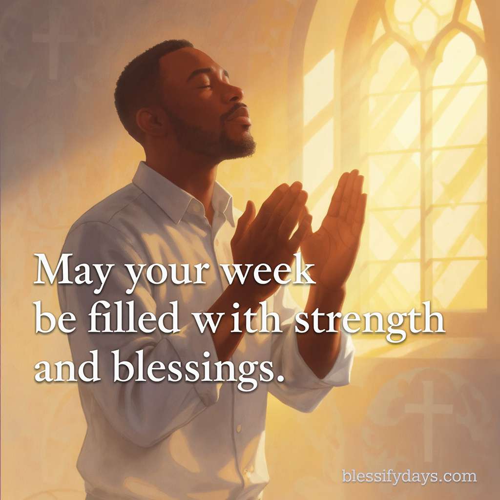 African American Monday blessings and prayers illustration showing faith and peace