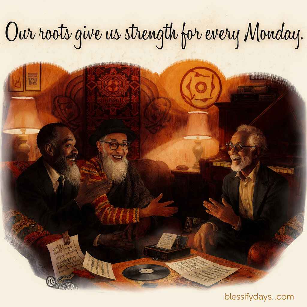 African American traditions and heritage illustration showing ancestral strength and gospel culture