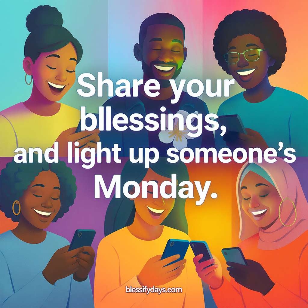 African American visual Monday blessings illustration for sharing images and GIFs