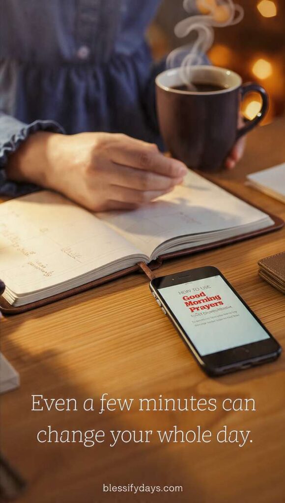 Quick morning gratitude ritual setup with coffee and planner