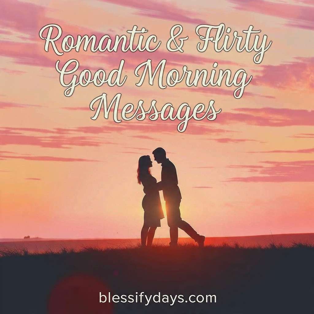 Romantic and flirty image with couple silhouette and soft pink tones.