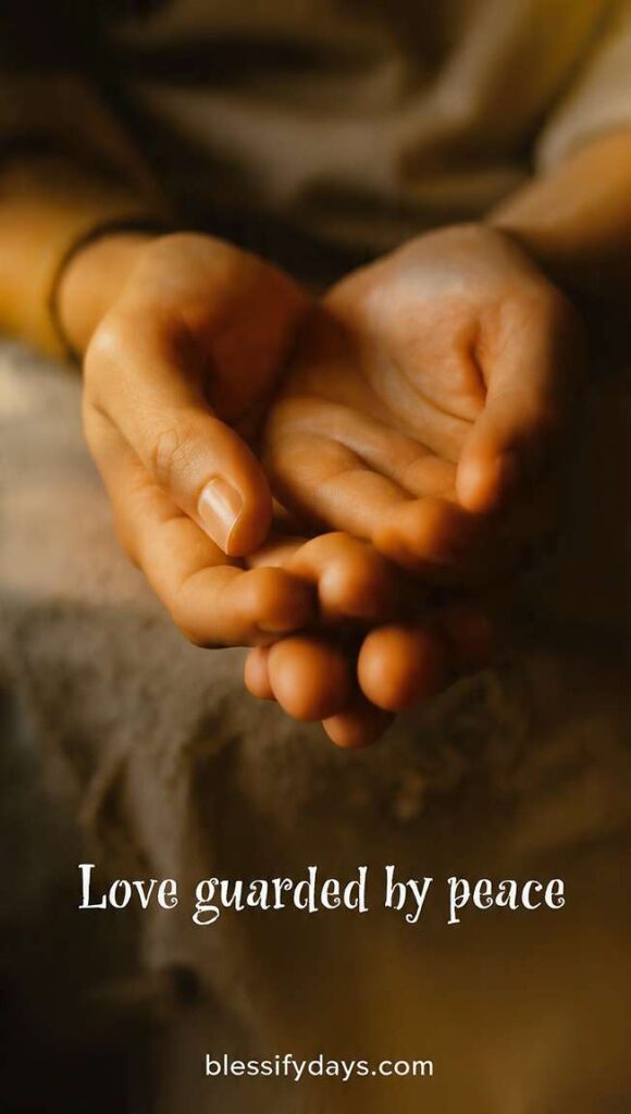 Create a realistic image showing calm hands resting together, soft warm lighting, feeling of safety and trust.
Add text on image:
“End of Year Blessings for Family, Love & Protection”
Below it add one short line:
“Love guarded by peace.”
Add small text at bottom: blessifydays.com
Realistic, soft-focus photography, peaceful and human mood.